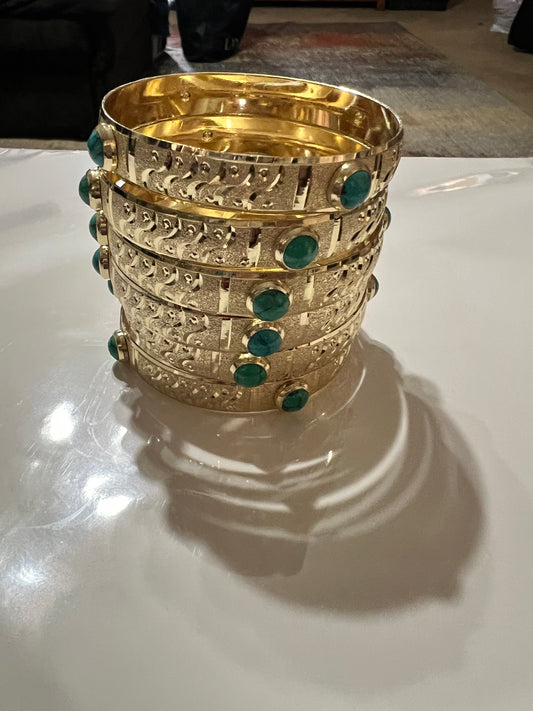 Turquoise Bead Gold Filled Bangle Size 6