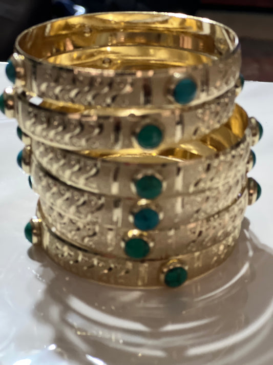 Turquoise Bead Gold Filled Bangle Size 6