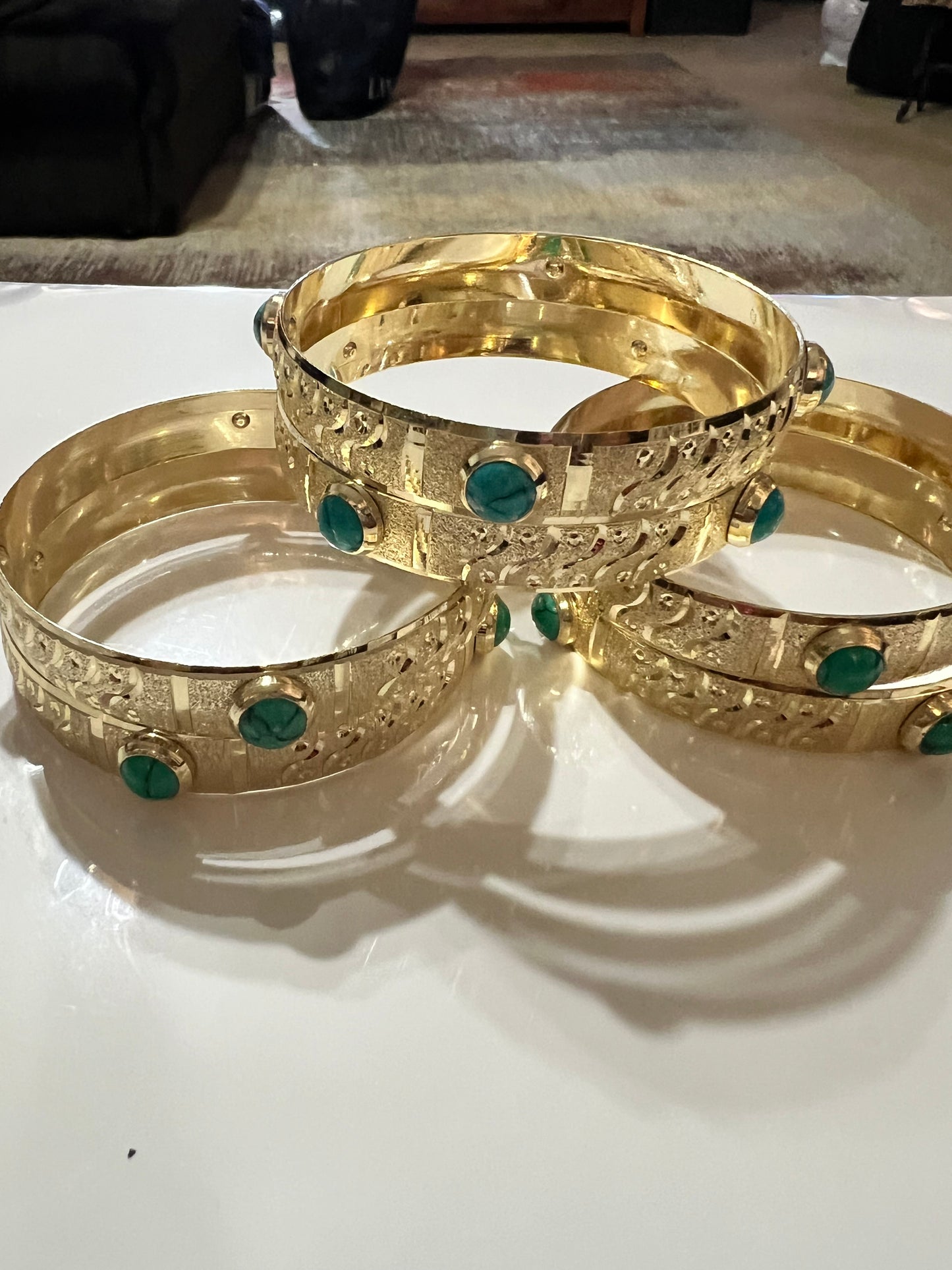 Turquoise Bead Gold Filled Bangle Size 6